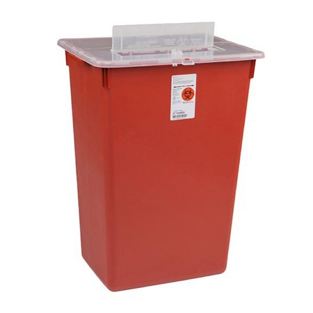 Cardinal Sharps Container Sharps-A-Gator™ Red Base 15-1/2 H X 21-1/2 W X 12 D Inch Horizontal Entry 10 Gallon - Each - 31143665-EA