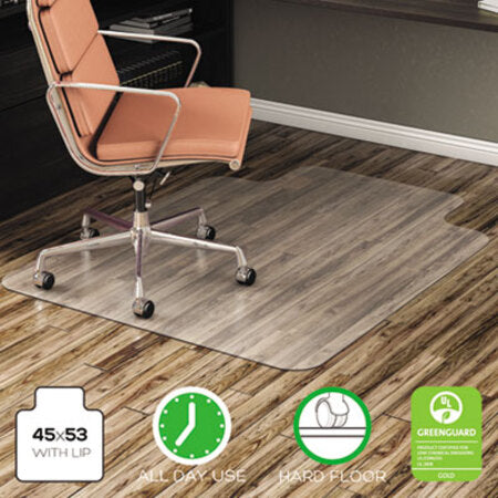 Deflecto® EconoMat All Day Use Chair Mat for Hard Floors, 45 x 53, Wide Lipped, Clear - Each - DEF-CM21232-EA