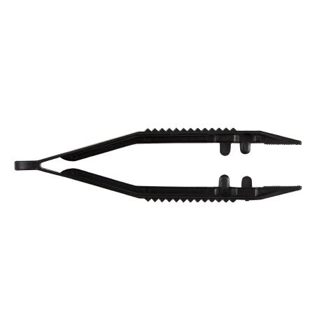 Busse Hospital Disposables Tweezers Posi-Grip® 4 Inch Length Floor Grade Plastic Sterile NonLocking Thumb Handle Straight Serrated Tips - Case of 100 - 7190-CS