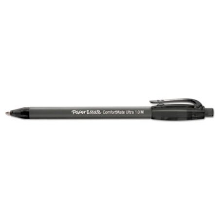 Paper Mate® ComfortMate Ultra Ballpoint Pen, Retractable, Medium 1 mm, Black Ink, Black Barrel, Dozen - DZ/1 - PAP-6330187-DZ