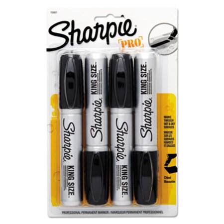 Sharpie® King Size Permanent Marker, Broad Chisel Tip, Black, 4/Pack - Pack of 1 - SAN-15661PP-PK