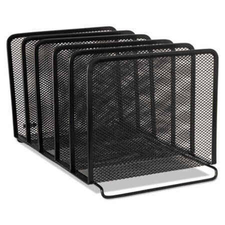 Rolodex™ Mesh Stacking Sorter, 5 Sections, Letter to Legal Size Files, 8.25" x 14.38" x 7.88", Black - Each - ROL-22141-EA