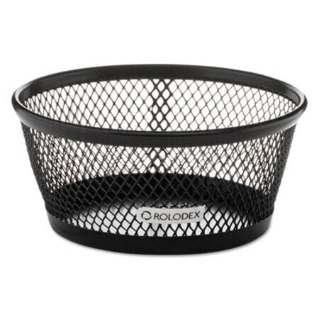 Rolodex™ Mesh Jumbo Nestable Paper Clip Dish, Wire Mesh, 4.3" Diameter x 2"h, Black - Each - ROL-62562-EA