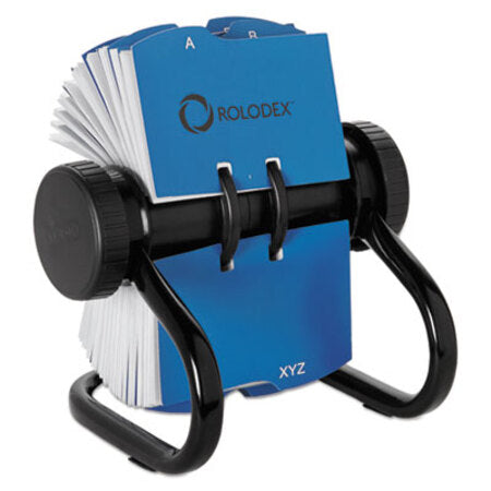 Rolodex™ Open Rotary Business Card File with 24 Guides, Holds 400 2.63 x 4 Cards, 6.5 x 5.61 x 5.08, Metal, Black - Each - ROL-67236-EA