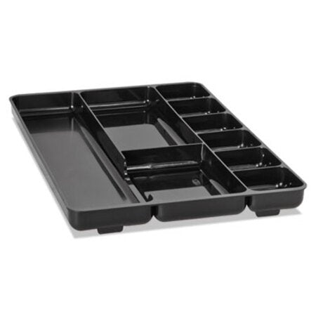 Rubbermaid® Regeneration Nine-Section Drawer Organizer, 14 x 9.13 x 1.13, Plastic, Black - Each - RUB-45706-EA