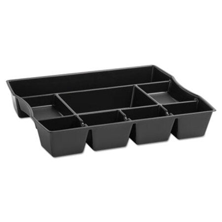 Rubbermaid® Regeneration Deep Drawer Organizer, Eight Compartments, 14.88 x 11.88 x 2.5, Plastic, Black - Each - RUB-21864-EA