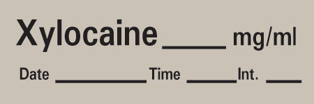 Precision Dynamics Drug Label Timemed Anesthesia Label Xylocaine_mg/mL Date_Time_Int_ Gray 1/2 X 1-1/2 Inch - Roll of 1 - AN-105-RL