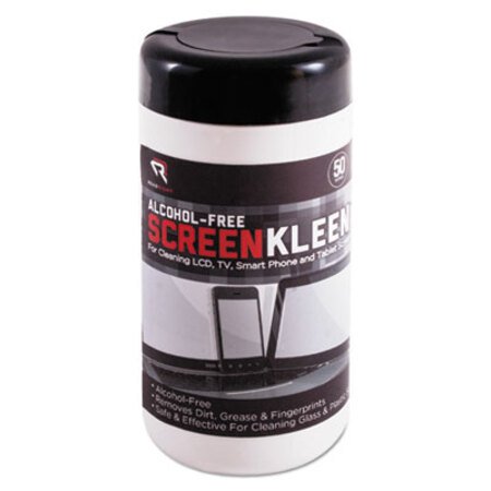Read Right® ScreenKleen Monitor Screen Wet Wipes, Cloth, 5.25 x 5.75, Unscented, 50/Tub - Each - REA-RR1491-EA