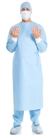 O&M Halyard Inc Plastic-Reinforced Surgical Gown with Towel ULTRA Zoned 2X-Large Blue Sterile ASTM D4966 Disposable - Case of 28 - 95331-CS