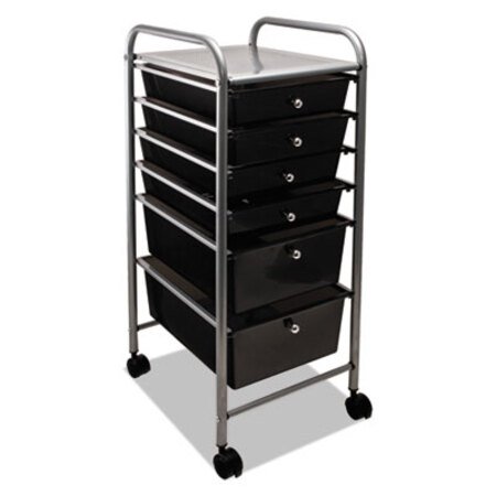 Advantus Portable Drawer Organizer, Metal, 1 Shelf, 6 Drawers, 13" x 15.38" x 32.13", Matte Gray/Smoke - Each - AVT-34005-EA