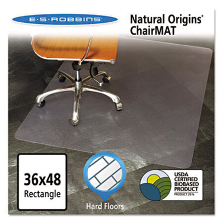 ES Robbins® Natural Origins Chair Mat for Hard Floors, 36 x 48, Clear - Each - ESR-143007-EA