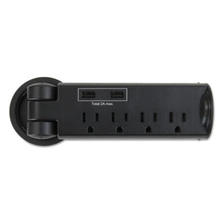 Safco® Pull-Up Power Module, 4 Outlets, 2 USB Ports, 8 ft Cord, Black - Each - SAF-2069BL-EA