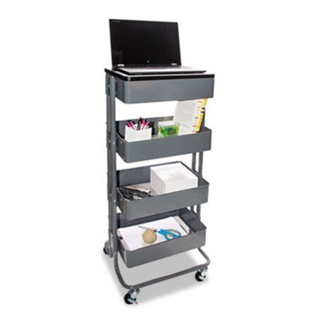 Vertiflex® Adjustable Multi-Use Storage Cart and Stand-Up Workstation, 15.25" x 11" x 18.5" to 39", Gray - Each - VRT-VF51025-EA