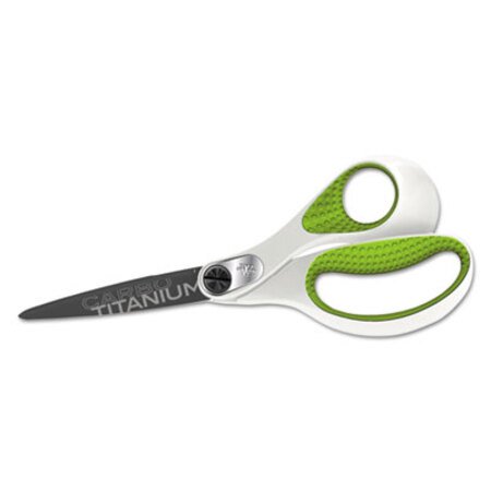 Westcott® CarboTitanium Bonded Scissors, 8" Long, 3.25" Cut Length, White/Green Straight Handle - Each - ACM-16447-EA