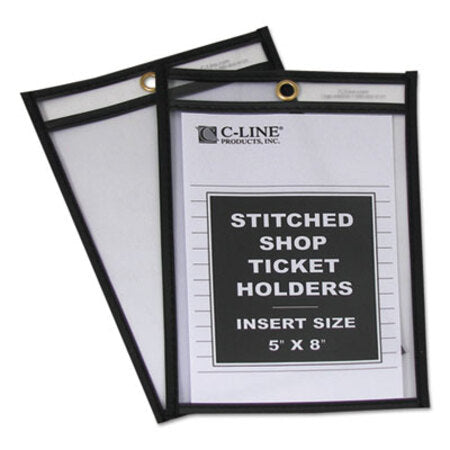 C-Line® Shop Ticket Holders, Stitched, Both Sides Clear, 25 Sheets, 5 x 8, 25/Box - Box of 1 - CLI-46058-BX