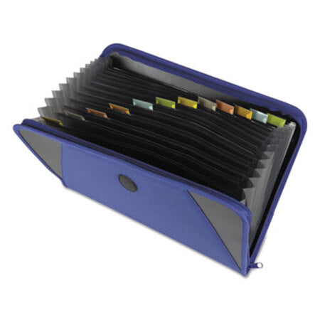 C-Line® Expanding File with Zipper Closure, 2" Expansion, 13 Sections, Zipper Closure, 1/12-Cut Tabs, Letter Size, Blue - Each - CLI-48105-EA