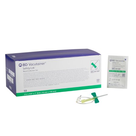 BD BD Vacutainer® Safety-Lok™ Blood Collection Set 21 Gauge 3/4 Inch Needle Length Safety Needle 7 Inch Tubing Sterile - Case of 200 - 367287-CS