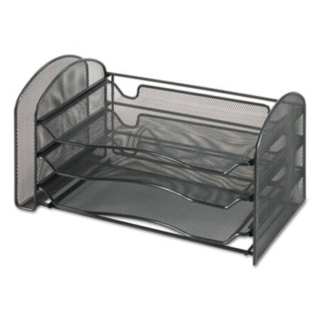 Safco® Mesh Desk Organizer, 1 Vertical/3 Horizontal Sections, Steel Mesh, 16.25 x 9 x 8, Black - Each - SAF-3265BL-EA