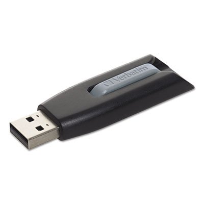 Verbatim® Store 'n' Go V3 USB 3.0 Drive, 128 GB, Black/Gray - Each - VER-49189-EA