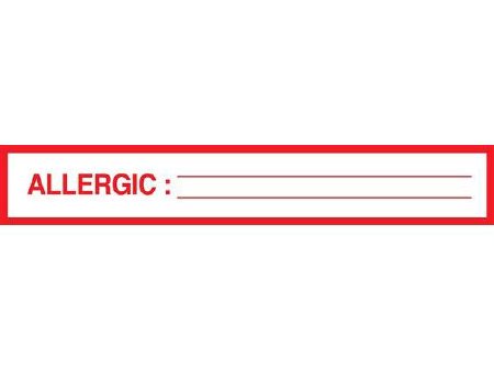 Shamrock Scientific Pre-Printed Label Allergy Alert White ALLERGIC: _____ / _____ Red Alert Label 1 X 500 Inch - Roll of 1 - SN-3-RL