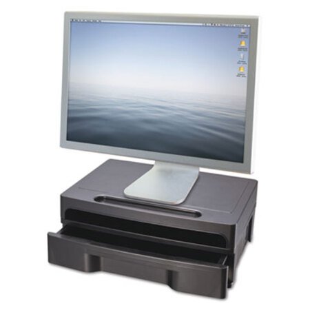 Officemate Monitor Stand with Drawer, 13.13" x 9.88" x 5", Black, Supports 40 lbs - Each - OIC-22502-EA