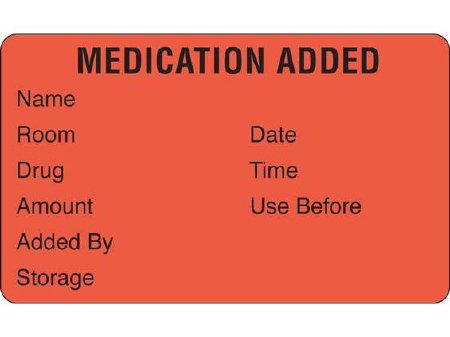 Shamrock Scientific Pre-Printed Label Shamrock Anesthesia Label Fluorescent Red MEDICATION ADDED / NAME / ROOM DATE / DRUG TIME / AMOUNT USE BEFORE /ADDED BY / STORAGE Black Medication Instruction 1-1/2 X 2-1/2 Inch - Roll of 1 - SMA-12-RL