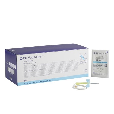 BD BD Vacutainer® Safety-Lok™ Blood Collection Set 23 Gauge 3/4 Inch Needle Length Safety Needle 12 Inch Tubing Sterile - Case of 200 - 367297-CS