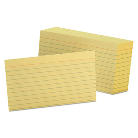 Oxford™ Ruled Index Cards, 3 x 5, Canary, 100/Pack - Pack of 1 - OXF-7321CAN-PK