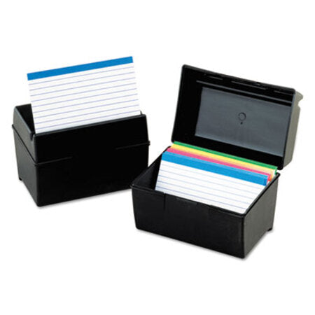 Oxford™ Plastic Index Card File, Holds 400 4 x 6 Cards, 6.5 x 4.78 x 5.25, Black - Each - OXF-01461-EA