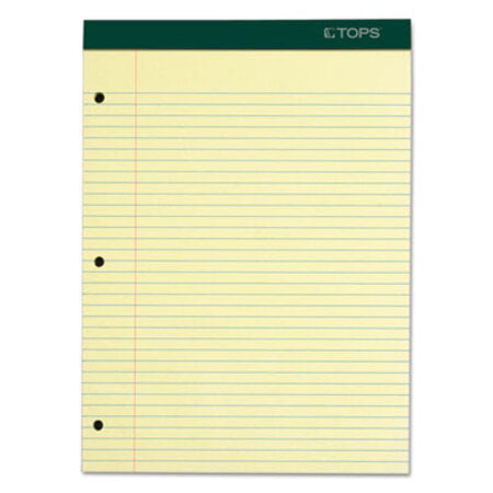 TOPS™ Double Docket Ruled Pads with Extra Sturdy Back, Medium/College Rule, 100 Canary-Yellow 8.5 x 11.75 Sheets - PD/1 - TOP-63383-PD