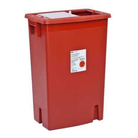 Cardinal Sharps Container SharpSafety™ Red Base 26 H X 18-1/4 W X 12-3/4 D Inch Vertical Entry 18 Gallon - Each - 8938-EA