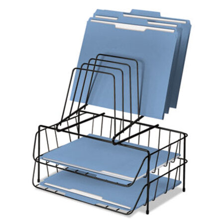 Fellowes® Wire Double Tray with Step File Sorter, 8 Sections, Letter Size Files, 13.88" x 10.13" x 14", Black - Each - FEL-72391-EA