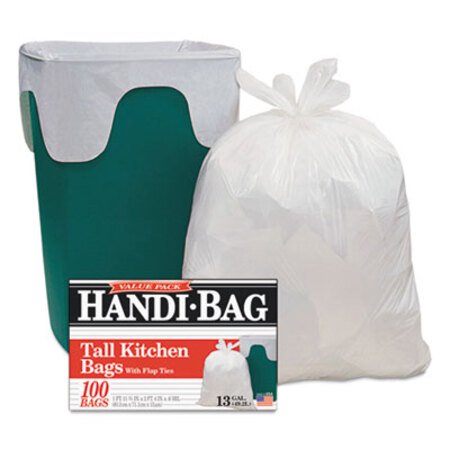 Handi-Bag® Super Value Pack, 13 gal, 0.6 mil, 23.75" x 28", White, 100/Box - Box of 1 - WBI-HAB6FK100-BX