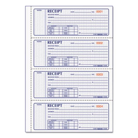 Rediform® Money Receipt Book, FormGuard Cover, Three-Part Carbonless, 7 x 2.75, 4 Forms/Sheet, 100 Forms Total - Each - RED-8L808R-EA