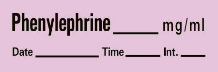 Precision Dynamics Drug Label Timemed Anesthesia Label Tape Phenylephrine_mg/mL Date_Time_Int._ Violet 1/2 X 1 Inch - Roll of 1 - AN-81-RL