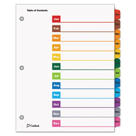 Cardinal® OneStep Printable Table of Contents and Dividers, 12-Tab, Jan. to Dec., 11 x 8.5, White, Assorted Tabs, 1 Set - ST/1 - CRD-60318-ST