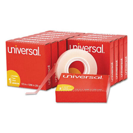 Universal® Invisible Tape, 1" Core, 0.5" x 36 yds, Clear, 12/Pack - Pack of 1 - UNV-81236VP-PK