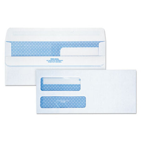 Quality Park™ Double Window Redi-Seal Security-Tinted Envelope, #9, Commercial Flap, Redi-Seal Adhesive Closure, 3.88 x 8.88, White, 250/CT - CT/1 - QUA-24519-CT