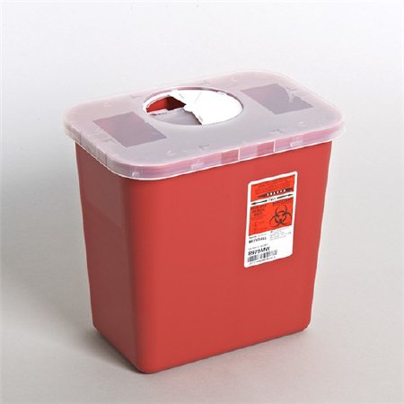 Cardinal Sharps Container Renewables™ Red Base 10 H X 10-1/2 W X 7-1/4 D Inch Vertical Entry 2 Gallon - Case of 20 - 8979MW-CS