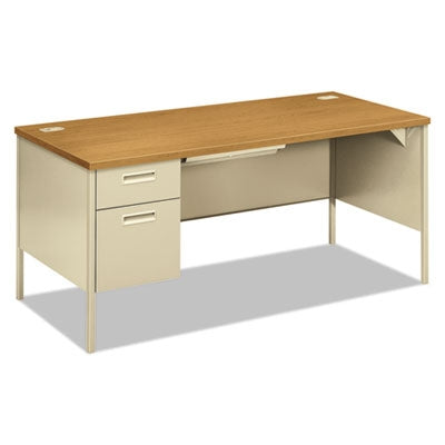 HON® Metro Classic Series Left Pedestal "L" Workstation Desk, 66" x 30" x 29.5", Harvest/Putty - Each - HON-P3266LCL-EA