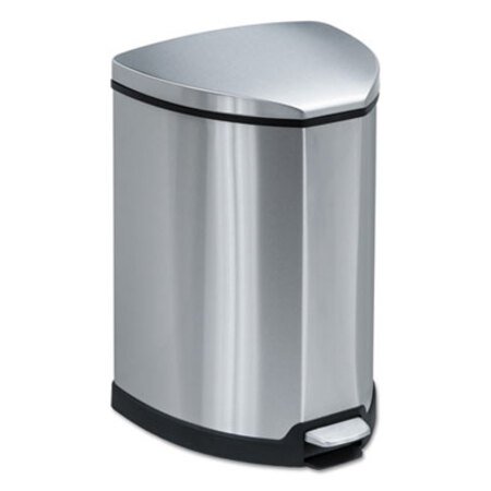 Safco® Step-On Receptacle, 4 gal, Stainless Steel, Chrome/Black - Each - SAF-9685SS-EA