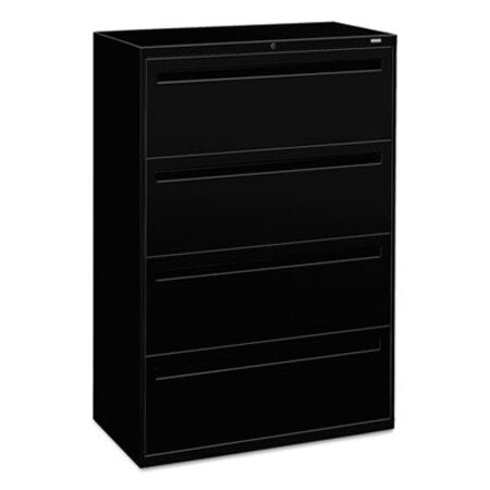 HON® Brigade 700 Series Lateral File, 4 Legal/Letter-Size File Drawers, Black, 36" x 18" x 52.5" - Each - HON-784LP-EA
