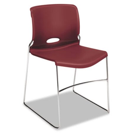 HON® Olson Stacker High Density Chair, Supports 300 lb, 17.75" Seat Height, Mulberry Seat, Mulberry Back, Chrome Base, 4/Carton - CT/1 - HON-4041MB-CT