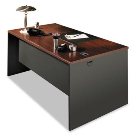 HON® 38000 Series Desk Shell, 60" x 30" x 29.5", Mahogany/Charcoal - Each - HON-38932NS-EA