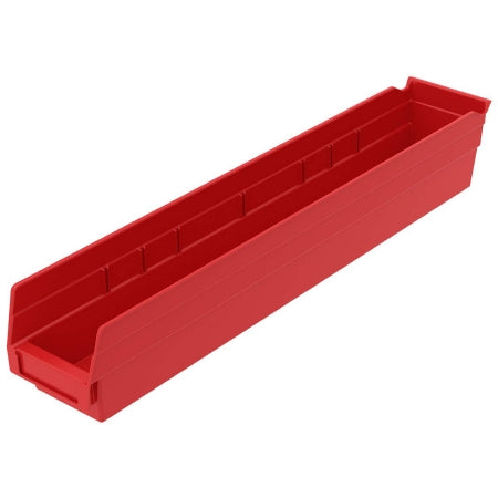 Akro-Mils Shelf Bin Red Industrial Grade Polymers 4 X 4-1/8 X 23-5/8 Inch - CT/12 - 30124RED-CT