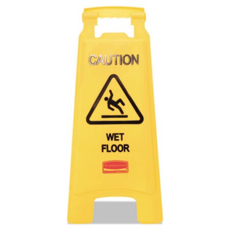 Rubbermaid® Commercial Caution Wet Floor Sign, 11 x 12 x 25, Bright Yellow - Each - RCP-611277YW-EA