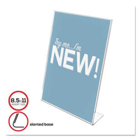 Deflecto® Classic Image Slanted Sign Holder, Portrait, 8.5 x 11 Insert, Clear - Each - DEF-69701-EA