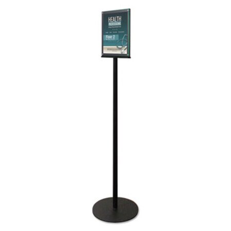 Deflecto® Double-Sided Magnetic Sign Display, 8.5 x 11 Insert, 56" Tall, Clear/Black - Each - DEF-692056-EA