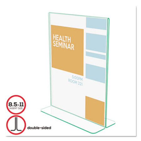Deflecto® Superior Image Premium Green Edge Sign Holders, 8.5 x 11 Insert, Clear/Green - Each - DEF-5991790-EA