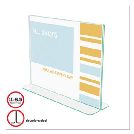 Deflecto® Superior Image Premium Green Edge Sign Holders, 11 x 8.5 Insert, Clear/Green - Each - DEF-5991890-EA